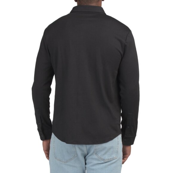 CALVIN KLEIN Black Long Sleeve Interlock Knit Shirt - Picture 2 of 2